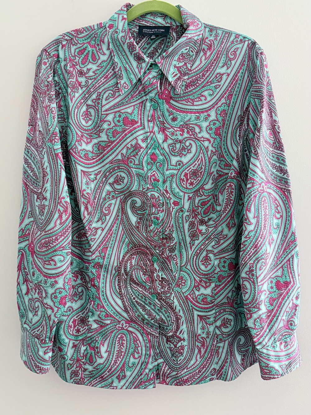 Jones New York Teal and Magenta Paisley Blouse